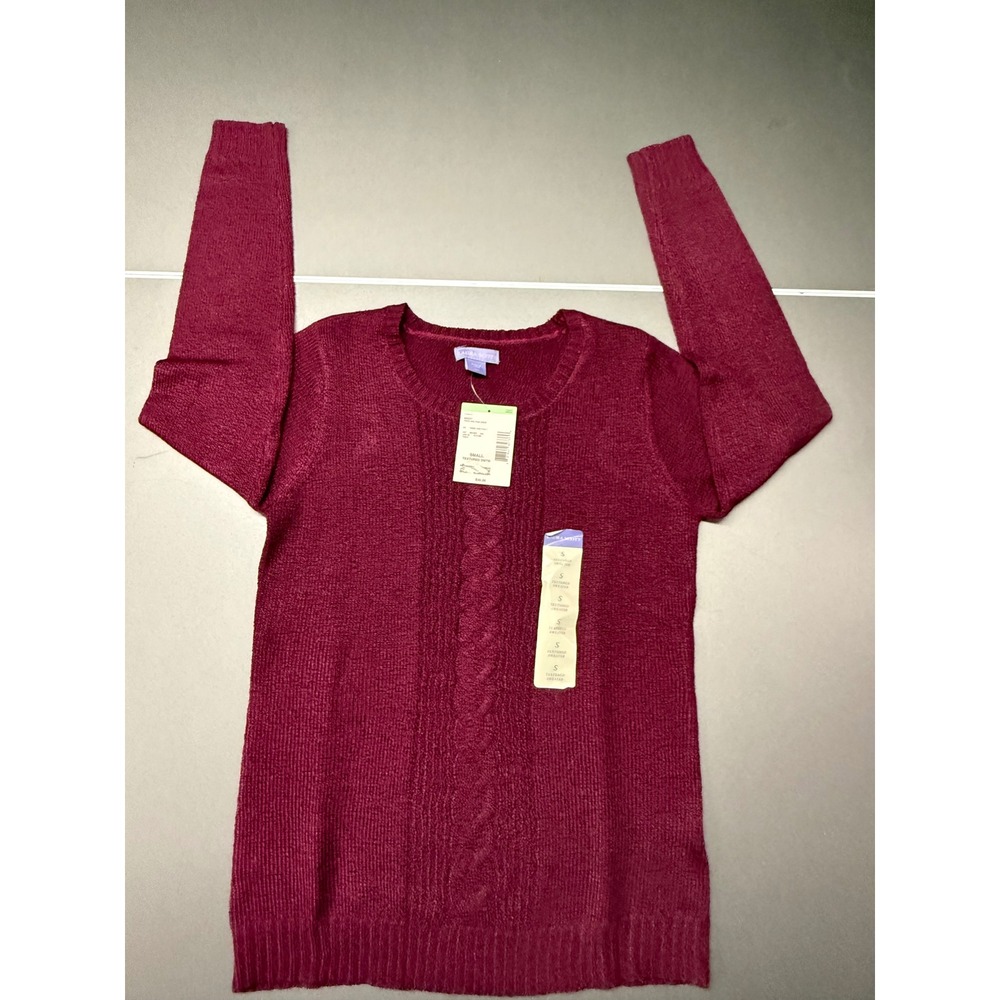 Laura Scott Womens Small Burgundy Textured Cable Knit winter fal cottagecore